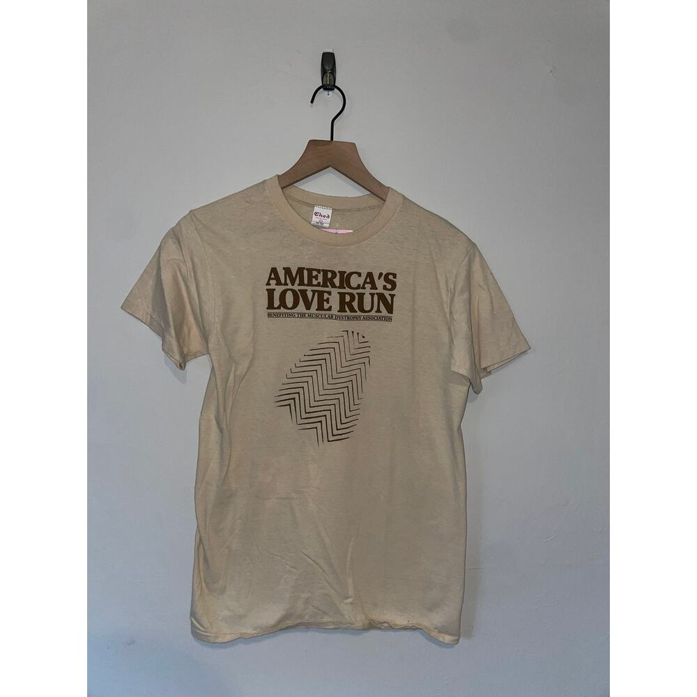 Vintage Americas Love Run Shirt Muscular Dystrophy Brown Tee 1980s 80s VTG M